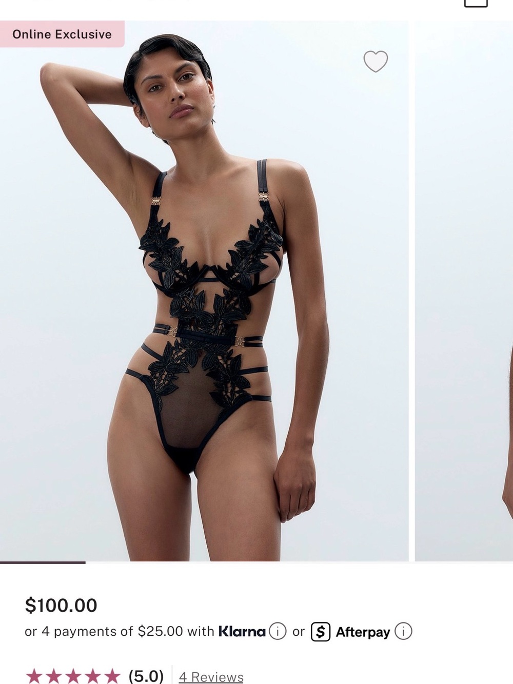 New! Bluebella Ophelia Black Embroidered Strappy Wired Bodysuit 32A